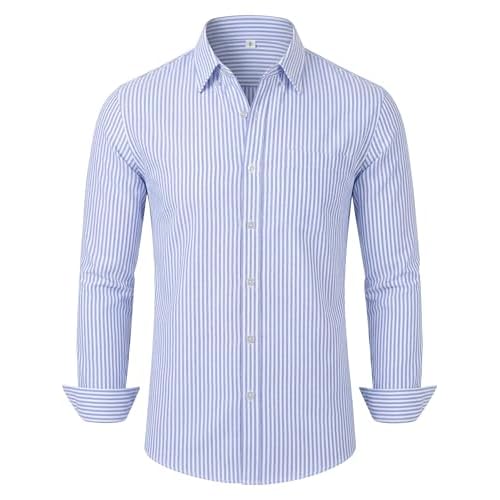 Grade 3.5 Wrinkle-Resistant Men's Lightweight Oxford Dress Shirts Long Sleeve Business Casual Pocket Shirt X-Small 00116_black