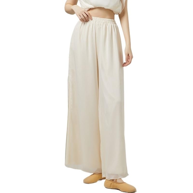 Pantalones de Baile Modernos de Pierna Ancha de Doble Capa for Mujer, Pantalones Sueltos fluidos de poliéster, Traje de Baile for Adultos