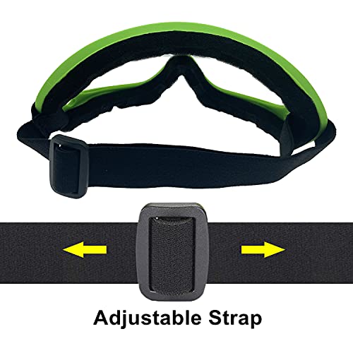 Image of LJDJ Motorcycle Goggles,2 Pack Dirt Bike ATV Motocross Riding Hiking Protective with 2 Pack Neck Breathable Bandana Mask (Green /Clear+Colorful Lenses)