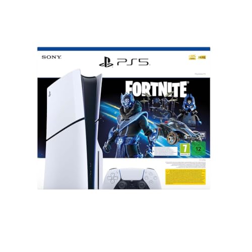 Playstation Sony, 5 Édition Standard, Fortnite Cobalt Star, PS5 avec 2 Manettes Sans Fil DualSense, Couleur : Blanche
