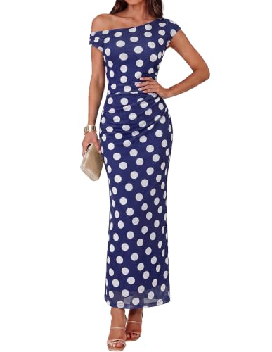 GRACE KARIN One Shoulder Bodycon Wedding Guest Cocktail Dress Navy Blue XL