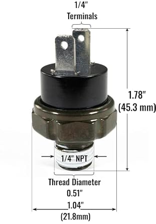 HornBlasters Air Pressure Switch - 1/4 NPT / 20 Amps - (165-200 PSI)