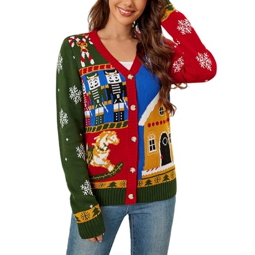 Weihnachts Strickjacke Damen Weihnachtsjacke für Damen...