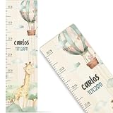 GRAVURZEILE Metro per bambini in legno – Giraffa – Personalizzato con nome per cameretta dei bambini – Scala misura 80 – 140 cm – Dimensioni 20 x 70 x 2 cm – Regalo per nascita per ragazze e ragazzi