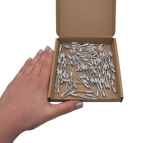 (100 Stück) Lackierte Blindnieten 3,2 x 8 mm, Kuppelkopf, DIN 7337, Aluminiumniete und Stahldorn, Popnieten (100, Reinweiß RAL 9010)