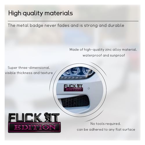 Image of Dickno Fuck It Edition Emblem for Car, Auto Fender Bumper Decoration Stickers, Vehicle 3D Side Fender Rear Trunk Decal Badge, Universal Exterior Accessories for Car Truck SUV (Black Rose)