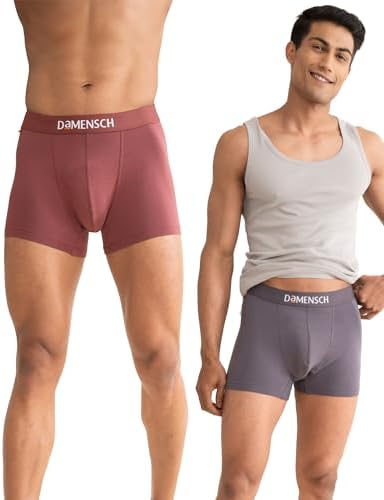 DaMENSCH Regular Fit Solid Cotton Blend Trunk Underwear Anti-Bacterial Moisture Wicking Breathable Microfibre Waistband Deo-Cotton Trunks for Men