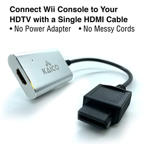 Kaico Adapter Wii na HDMI do konsoli Nintendo Wii, obsługuje wyjście komponentów, proste Plug-and-Play, obsługuje konsole NTSC i PAL