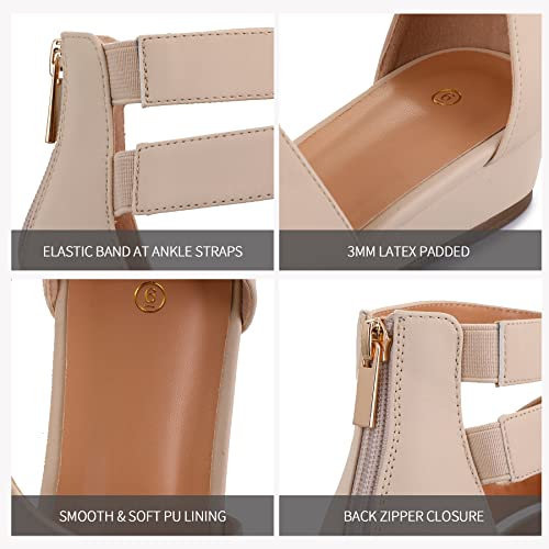 Mysoft Women's Low Wedge Sandals Open Toe Ankle Strap Dress Shoes With Zipper #TOP5