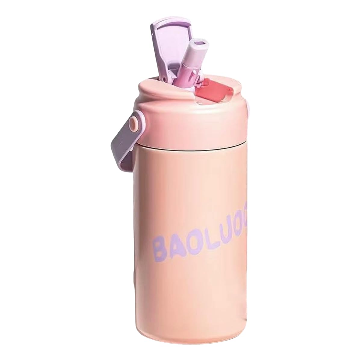 Térmicos, Taza 320 Pajita de acero inoxidable estudiante anticaída portátil agua gran capacidad(Pink)