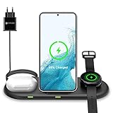 ⚡ 【Compatibilidad】Cuenta con tecnología inalámbrica Qi y 2 bobinas de carga. Funciona para ➊ Teléfonos: ☑iPhone 12 11 11 Pro Max, XR XS Max Xs X, 8 8 Plus, ☑Samsung Galaxy S21 S20 S20 +, Note 10 10+, S10 S10 + S10e, S9; ☑Google Pixel 6/ 6 Pro ➋Auriculares inalámbricos: ☑Galaxy Buds / Buds +, ☑Pixel Buds; ➌ Relojes inteligentes: ☑Samsung Galaxy Watch 4/3/1, Active2 / 1, Gear S3 / S4 / Sport. ▶▶ Nota: No funciona para Samsung Gear Fit / Galaxy Fit Series / Gear S2, Samsung S20 Ultra y S21 Ultra.