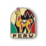 Vagabond Heart Peru Enamel Pin - Hard Enamel Lapel Pin Badge Peruvian Llama Souvenir - Metal Travel Pin for Backpack Jacket Hat - Collectible Gift for Travelers Men Women - 1.25' Inch Rubber Clutch Back