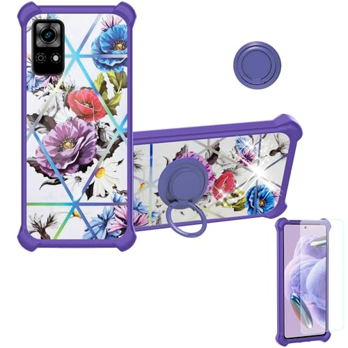 Aroepurt Case Compatible for PCD P65 US Bengal Phone Case Cover [with Tempered Glass Screen Protector][Hard PC + Soft Silicone][Ring Support] [Colorful Reflect Light] IMDZ-HUA2