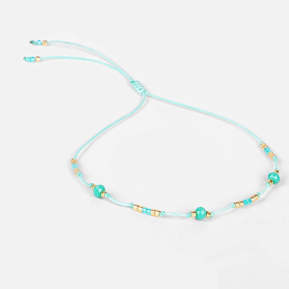 RWRAPS Cavigliera da donna con perline colorate, cavigliera da spiaggia regolabile fatta a mano con perline per gioielli da piede per ragazze