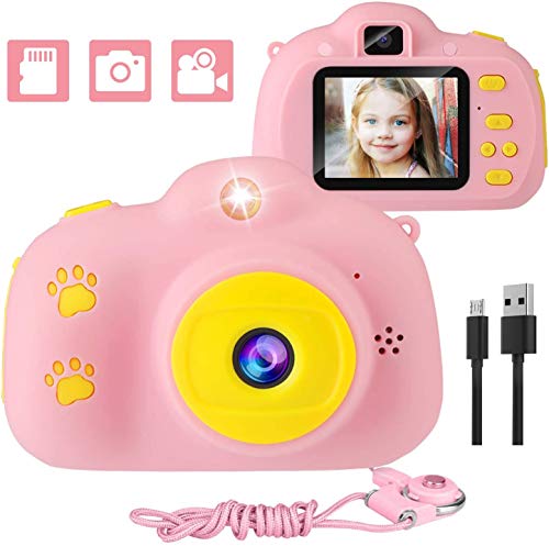 Kids Camera, 1080p Selfie Kids Digital Cameras for Girls with 32GB SD Card Rechargeable Battery Children Video Camera Birthday/Christmas/New Year Toy Gifts for 3 4 5 6 7 8 9 10 Year Old Kids