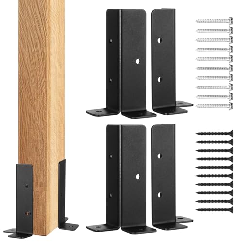 jojofuny Fence Post Brackets Heavy Duty Pergola Base Brackets Kit for Deck Railing Mailbox Support Stable Adjustable Post Anchors 4 Pieces