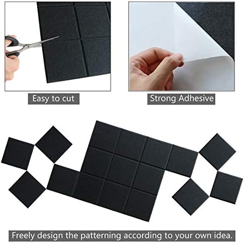 Uoisaiko Large Felt Board Tiles with 30 Pins, 30x30cm Pack of 6 Bulletin Board Notice Boards for Home Office Kitchen, Self Adhesive Pin Board Wall Tiles for Photos Memos