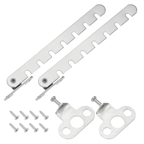 sourcing map Window Restrictor Latch Window Safety Lock Stopper, Limit Stay Adjustable Casement Window Limiter with 7 Slots for Inward Opening Window, Silver Tone (2 Set, 43mm)