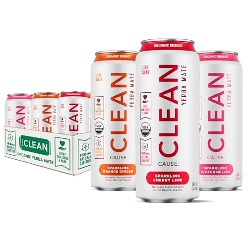 CLEAN Cause Zero Sugar Variety Pack Yerba Mate Tea Sparkling,