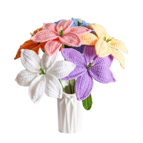 Kznifmk Tejido una Mano, Regalo para el DíA de la Madre, TulipáN, Rosa, Flores de Ganchillo, Ramo de Flores Artificiales, DecoracióN de Escritorio, Regalo