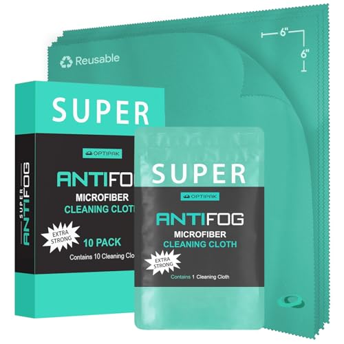 OPTIPAK Anti Fog Microfiber Cleaning Cloth for Glasses | Individually Wrapped Microfiber Lens Cleaning Cloth for Eyeglasses, Lenses, Binoculars, Face Shields, Ski Masks or Swim Goggles (10 Count)