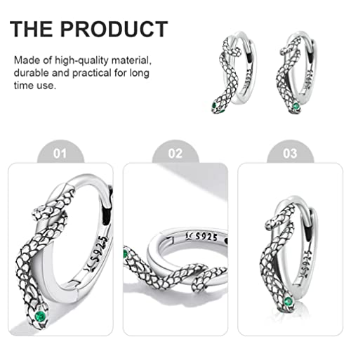 Generic Snake Earrings Women Sterling Silver 925 Stud Earrings Hoop Earrings With Green Cubic Zirconia Stones Ear Clip Punk Gothic Animal Jewelry Gift For Girls, 1.2X0.4Cm (H14Sgx565Ewh93X52Yp5Rf) #TOP7