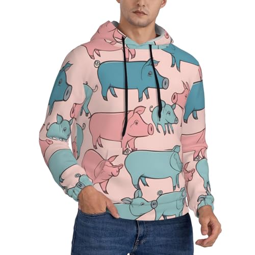 Sweat à capuche homme imprimé cochons idéal pour une superposition en toutes saisons