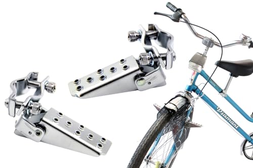 BISOMO Fahrrad Fußrasten, Fußstützen klappbar für Fahrradgabel, Fahrrad Mitnahme Kind vorn, Mitfahrer Fußrasten, Fuß abstellen, Fußablage