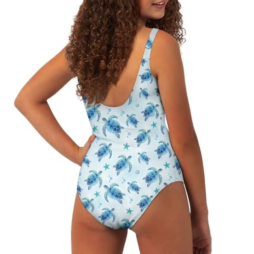 Image of One Piece Bathing Suit for Teen Girls Comfy Crewneck Backless Bathing Suit