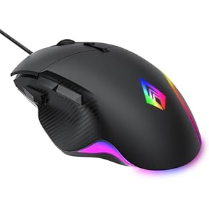 Archer Tech Lab Recurve 300 Wired Gaming Mouse,12000 Dpi with 1000Hz Polling Rate 8 Buttons, Support, 6 Mode RGB, Sunplus Sensor, 10 Mn+ Clicks Huyu Switches, Compatible with Pc/Mac – Black