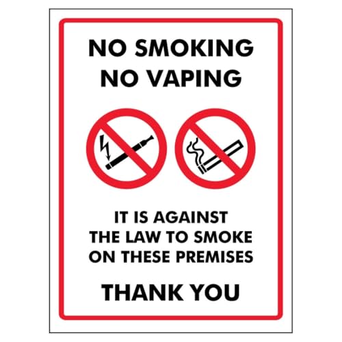 V Safety No Smoking No Vaping It Is Against The Law To Smoke On These... 150 x 200mm - 2mm Rigid Plastic Safety Sign