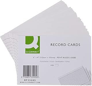 Q Connect 6x4 Inches Ruled Feint Record Card - White, 100 Count (Pack of 1)