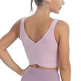 MATHACINO Longline Sports Bras for Women, V-Neck Workout Padded Sports Yoga Bra Aesthetic Sports Bra