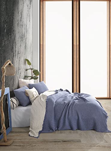 Soft King 4 And 8 Layer Gauze Rustic Bed Cover, Blue Soft Bedspread, Muslin Throw Blanket, Lightweight Blanket (90X95 Inches, Antique Blue), Mtb001 #TOP2