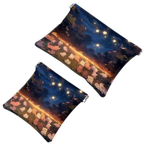 Rimani organizzato: 2 sacchetti con fiori e gattini - 1598 - La tua borsa per il trucco Multicolore