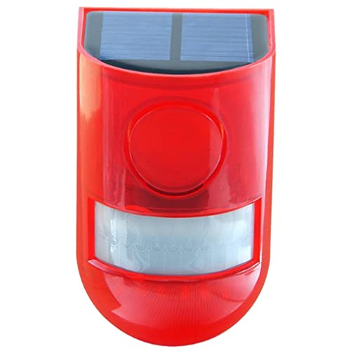 jojomis Solar Powered Sound Alarm Strobe Light Flashing Light 110db Home Security,Red,12.3x7.6x8.2cm