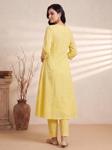 Image of INDO ERA Women's Cotton Ethnic Co-Ord Set | Kurta Pant Set | Stylish Cotton Suit Set for Women,11685 | Co Ord Set For Women Stylish |