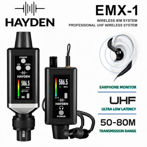 Image of HY-EMX 1 UHF Wireless in Ear Monitor IEM System, Metal Transmitter & Receiver with Pro Earphones, 16 Ch, 50m Range, USB C Rechargeable, Expandable Multi-Receiver for Stage, Band & Live Performance