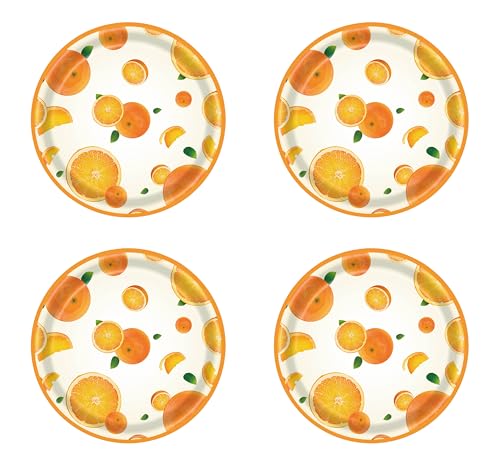 NOVIPEROW 7 Inch Disposable Plates, 50 Pcs Cute Paper Plates, Tableware Plates, Party Supply Plates For Birthday Party Baby Shower Wedding Parties (Orange)