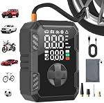 Oasser Gonfleur de pneus Portable Air Compresseur 150PSI Pompe à pneus sans fil électrique Air Pompe pour pneus de voiture moto boule avec LCD Affichage, LED Lumière, USB Port, 4 Adaptateurs de buse, Sac de rangement