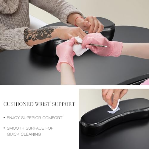 Joligrace Professional Foldable & Portable Manicure Table Nail Technician Desk Workstation with Rolling Wheels Large Drawer Client Wrist Pad Free Carrying Bag Travel Nail Tech Spa Beauty Table, Black by Joligrace - Image 8