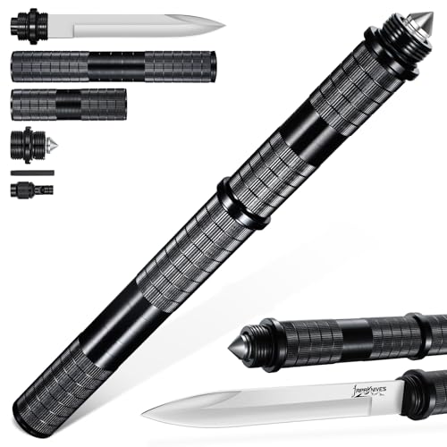 Japaknives Jagdmesser Outdoor 5 in 1 Survival Messer D2 Stahl Feststehende Messer Abnehmbares Multitool mit Pfeife Glasbrecher Bushcraft Messer für Männer Geschenk Schwarz