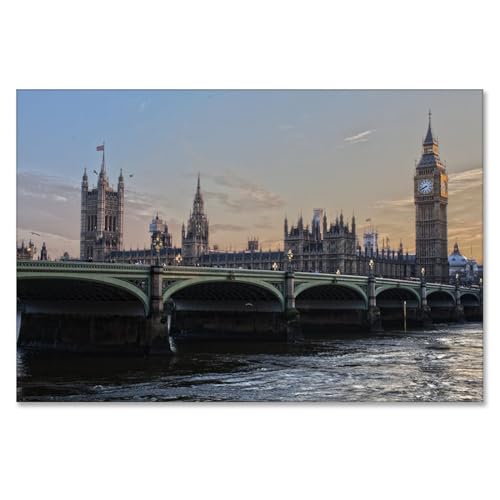 Impression sur toile Big Ben décoration murale salon affiche Londres 50x75cm sans cadre
