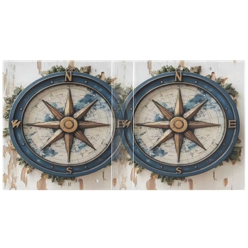 Image of 3 Ring Binder Vintage Nautical Compass 1.5 inch Binders Three Ring Binders with Clipboard Fit 8.5'' x 11'' Paper 3 Interior PVC Clear Pockets for Office Supplies