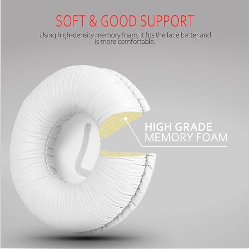 Image of Street27 Earpad Cushion Compatible with JBL C300SI, T250SI, T450, T460BT, T600, T500BT, 520BT Headphones, Frog Leather & Soft Memory Foam 70mm Ear Pads Cushions (White)
