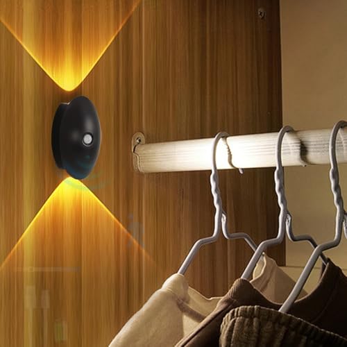 Apliques de pared LED con sensor de movimiento, recargable por USB y tono regulable, color negro