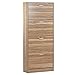 WeHome - Scarpiera salvaspazio disponibile in diversi modelli e colori con ante a doppio ripiano, scarpiera legno, porta scarpe salvaspazio, scarpiera componibile (Legno Naturale, 4 Ante)