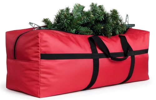 HaoHakka Christmas Tree Storage Bag 7.5ft 7ft, Christmas Tree Heavy Duty Storage Bags 1680D Oxford Red