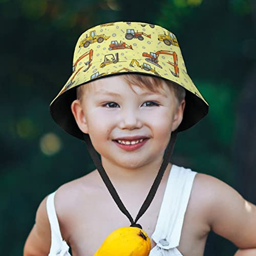 Funny Caterpillar Truck Tractor Kids Hats Children's Bucket Fisherman Cap Outdoor Summer Travel Beach Hats 6