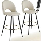 tectake® Taburete Alto Cocina con Respaldo, Crema/Negro